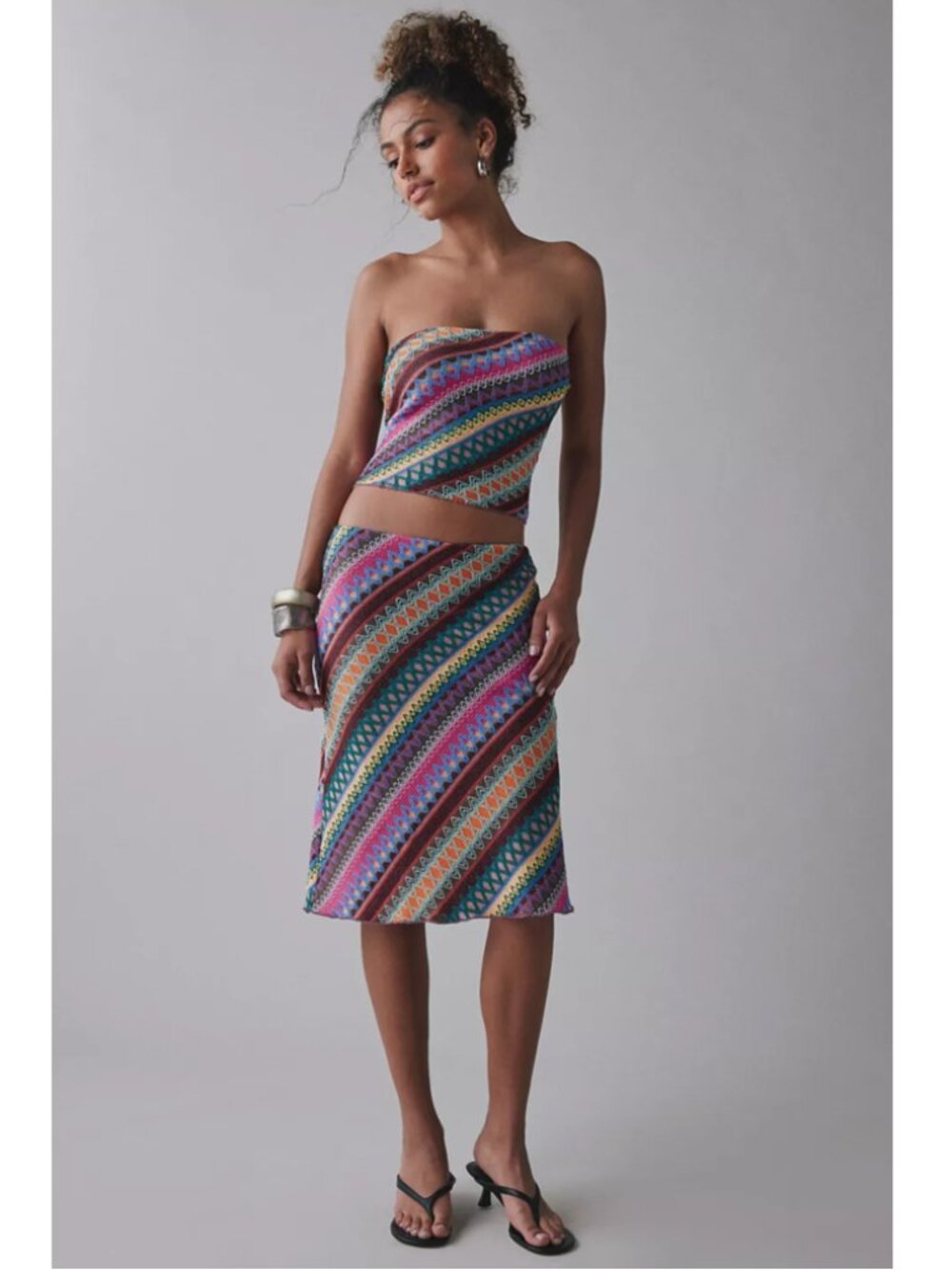 UO Ziggy Embroidered Knit Midi Skir
